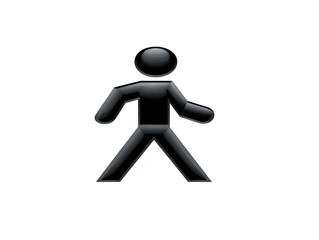 Walking person icon black stick figure simple silhouette isolated on transparent background modern minimal design suitable for signage web or app interface neutral emotion
