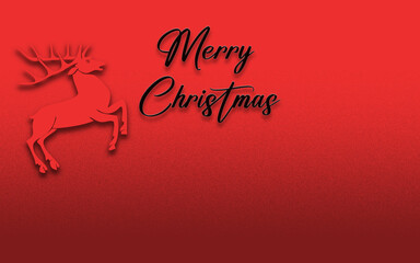 Elegant merry christmas greeting with a reindeer silhouette on red background