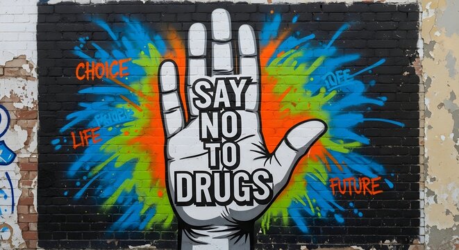 text say no to drugs international day against drug abuse and illicit trafficking world mental health day global event	
