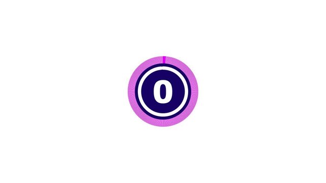 Five seconds countdown animation on white background. 5 to 0 seconds motion graphic video.