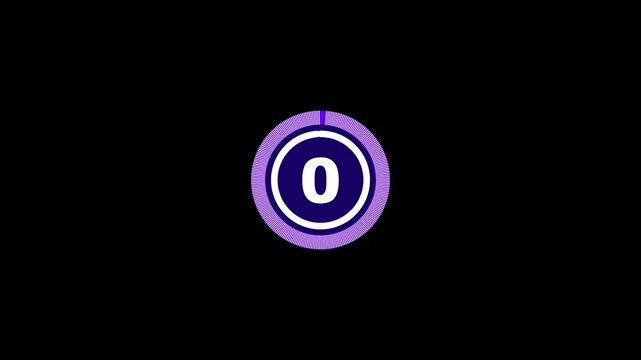 Five seconds countdown animation on black background. 5 to 0 seconds motion graphic video.