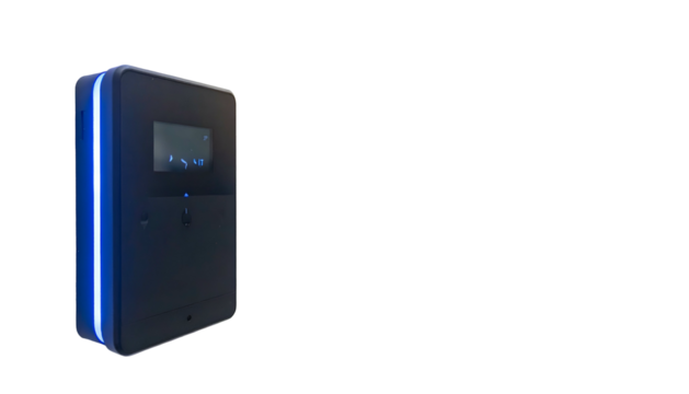 A dark device with a glowing blue edge and screen against black - Powered by Adobe