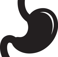 Black silhouette icon of a human stomach on a white background organ digestive system on transparent background