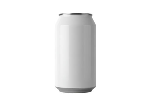 Sleek blank white aluminum can ready for your beverage label design for marketing campaigns