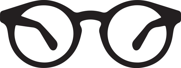 Black Silhouette of Round Eyeglasses on a White Background spectacles eyewear on transparent background