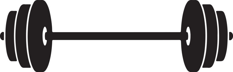 Silhouette of a Barbell with Weight Plates Keywords: barbell, weightlifting, gym, fitness, exercise, strength, training, workout, equipment, silhouette, isolated, black, on transparent background