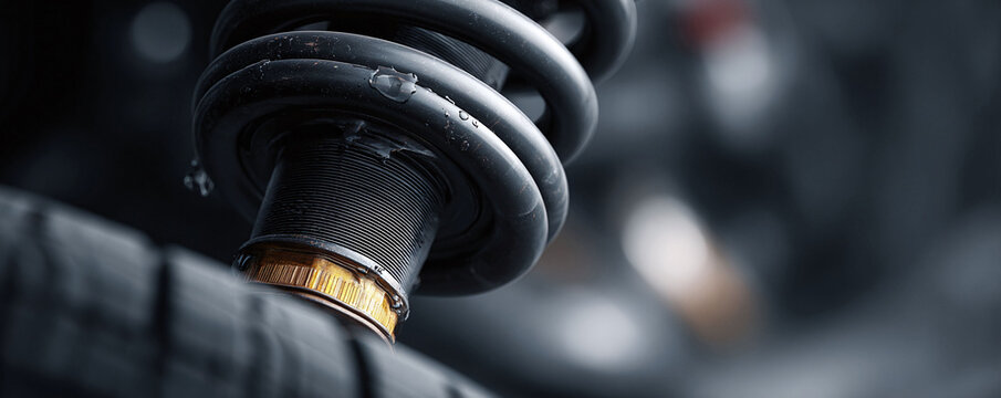 Closeup of a vehicle suspension coil. A symbol of resilience, engineering, and performance. Excellent for automotive, industry, technology,  abstract concepts.