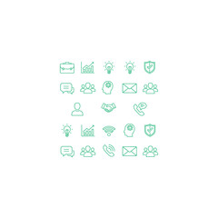 Business and management vector icon set isolated on white background