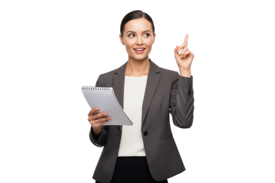 Creative businesswoman getting an idea while holding a notepad