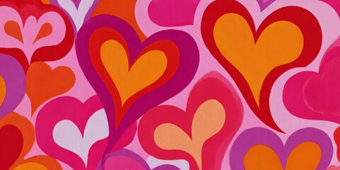 Colorful heart patterns create a vibrant design perfect for celebrations and romantic occasions
