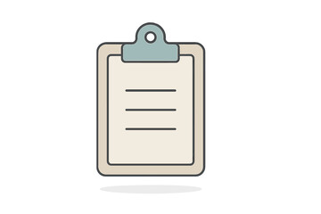 Minimalist clipboard icon showing blank document and lines