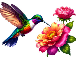Obraz premium hummingbird and flowers