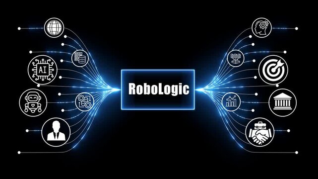 robe logic network, business and technology concept on black background 