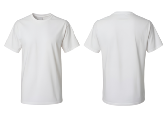 Crisp white t-shirt mockup showcasing front and back views for apparel design projects or custom prints