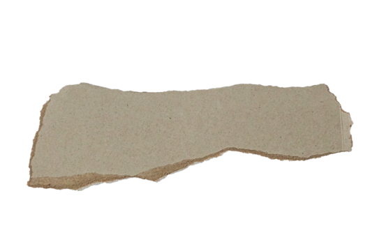 A torn piece of textured paper lies flat on a plain surface, highlighting its natural fibers and irregular edges in a neutral tone. This display focuses on its craftsmanship and material. - Powered by Adobe