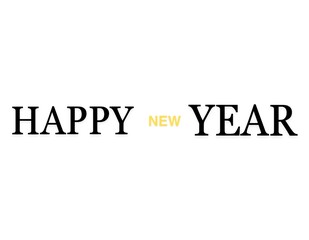 Simple “HAPPY NEW YEAR” text with yellow “NEW”, minimalistic and festive design.
