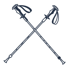 Crossed Trekking Poles Vector Illustration Keywords: trekking poles, hiking poles, walking