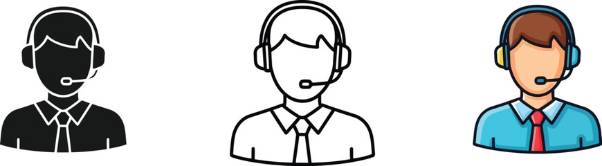 Customer service representative with headset support agent or call center operator