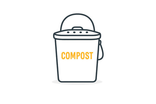 compost bin outline, yellow text, white background clip art preview