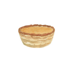 Watercolor illustration of a basket for berries, objects and food. Suitable for use at home in stores or on a trip to the countryside.