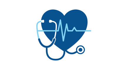 Heart health symbol with stethoscope and heartbeat line a bold silhouette