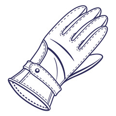 Detailed Outline Drawing of a Woman's Leather Glove with Strap fashion accessory