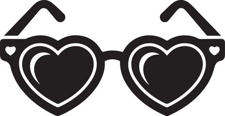 Stylish black and white illustration of heart shaped sunglasses
