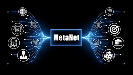 meta net  network, business and technology concept on black background 