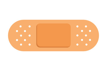 Medical plaster isolated on a white background, wound plaster or bandage patch, vector adhesive health care object. Flat design injury tape plaster, sticking plaster. First aid concept. EPS 10.