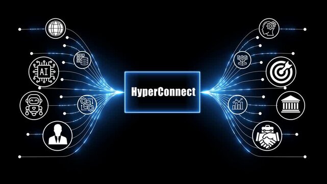 rider connect network, business and technology concept on black background 