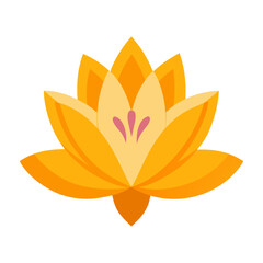 Stylized yellow lotus flower with pink stamens