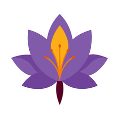 Stylized purple saffron flower with yellow stigma