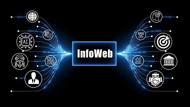 info wed network, business and technology concept on black background 