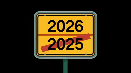 2025 to 2026 transition road sign