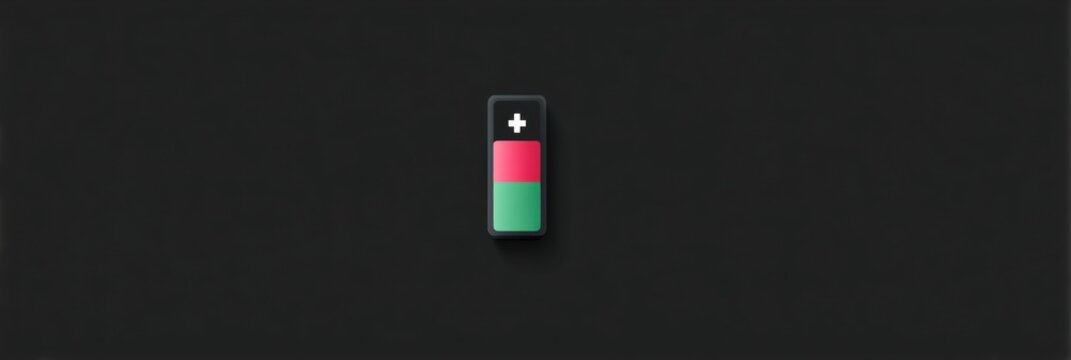 Battery Icon Shows Low Charge, Representing Modern Reliance on Technology and Stress Over Battery Life