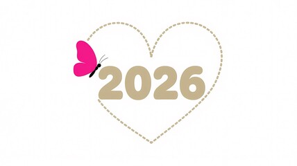 heart outline with butterfly and 2026 text