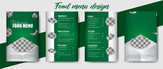 Elegant Food Menu Design: An artistic representation of a meticulously crafted food menu design. Featuring a visually appealing composition, perfect for restaurants and culinary establishments.