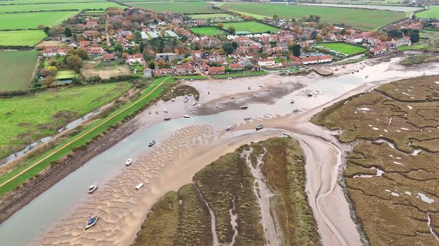 High angle view over Burnham Overy Staithe