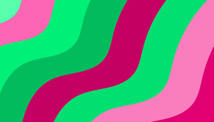 Striking Wavy Stripes: Abstract Design with Teal, Green and Pink Fluid Shapes for a Modern Aesthetic