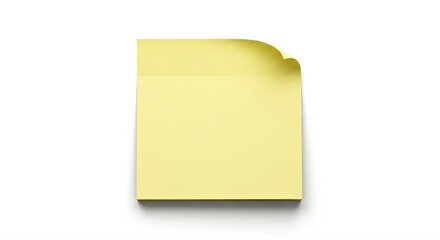 A single yellow sticky note with a curled corner isolated on a transparent background isolated on transparent background