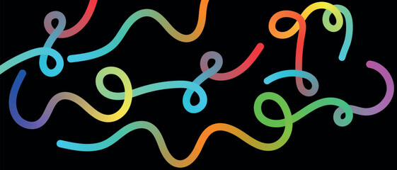 Colorful abstract wavy lines on a black background