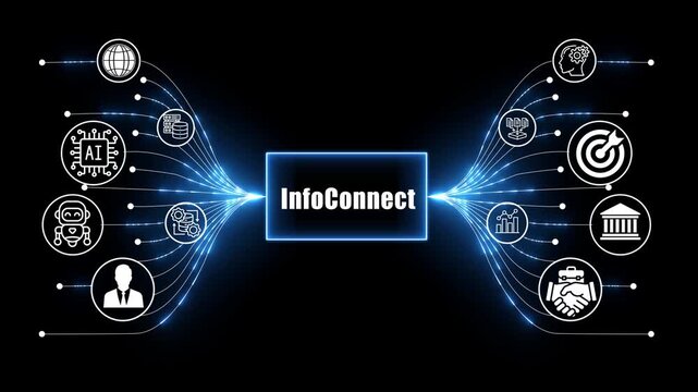 infer connect network, business and technology concept on black background 
