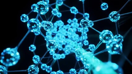 Glowing blue molecular structure abstract science technology, Futuristic glowing molecular network with blue particles and energy, Abstract digital science and medical innovation background. - Powered by Adobe
