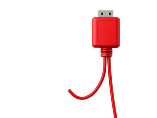 Red HDMI Connector Plug with Cable Split Isolated PNG