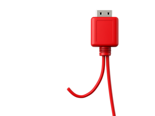 Red HDMI Connector Plug with Cable Split Isolated PNG