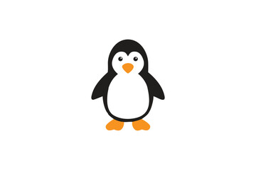 Obraz premium Adorable Cute Penguin Icon Happy Antarctic Bird Cartoon Character Flat Design