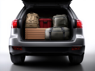 Packed trunk with luggage ready for a road trip adventure