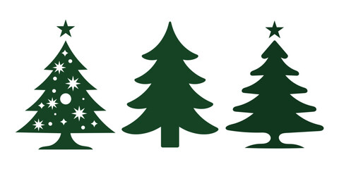 Stylized christmas tree set with decorative holiday season elements Vector