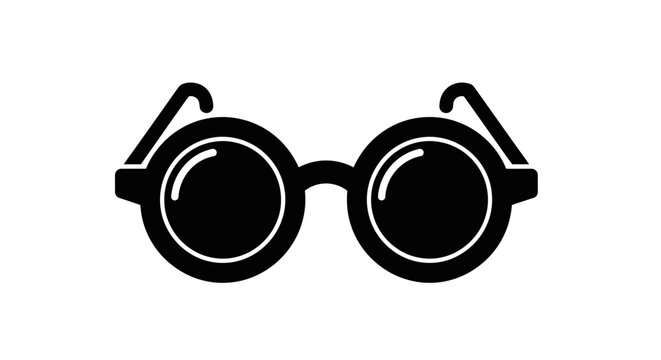 a pair of classic round sunglasses with sleek black frames, vector illustration Isolated on white background