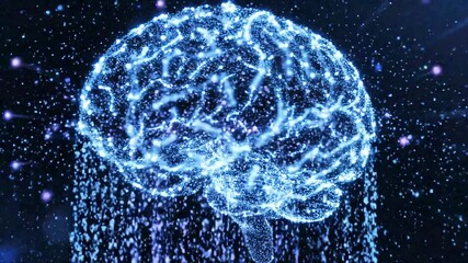 Glowing digital brain network connections abstract blue light particles , Radiating network of light and data particles, Futuristic AI cognition and cyber communication concept. - Powered by Adobe